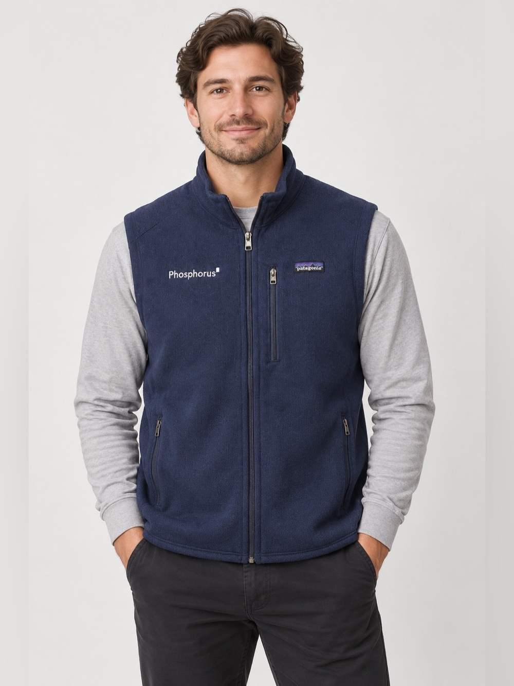 Patagonia Men’s Better Sweater Vest Navy XL Phosphorus Embroidered